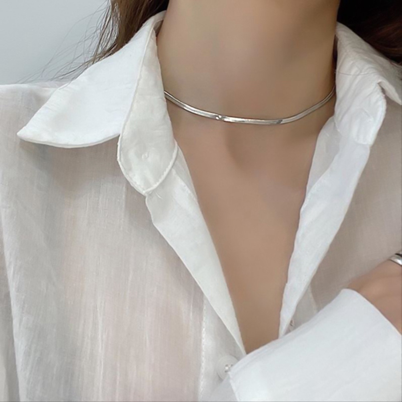 Delicate Shining Silver Color Chain Necklace For Woomen Girl Simple Clavicle Chain Party Jewelry Wholesale