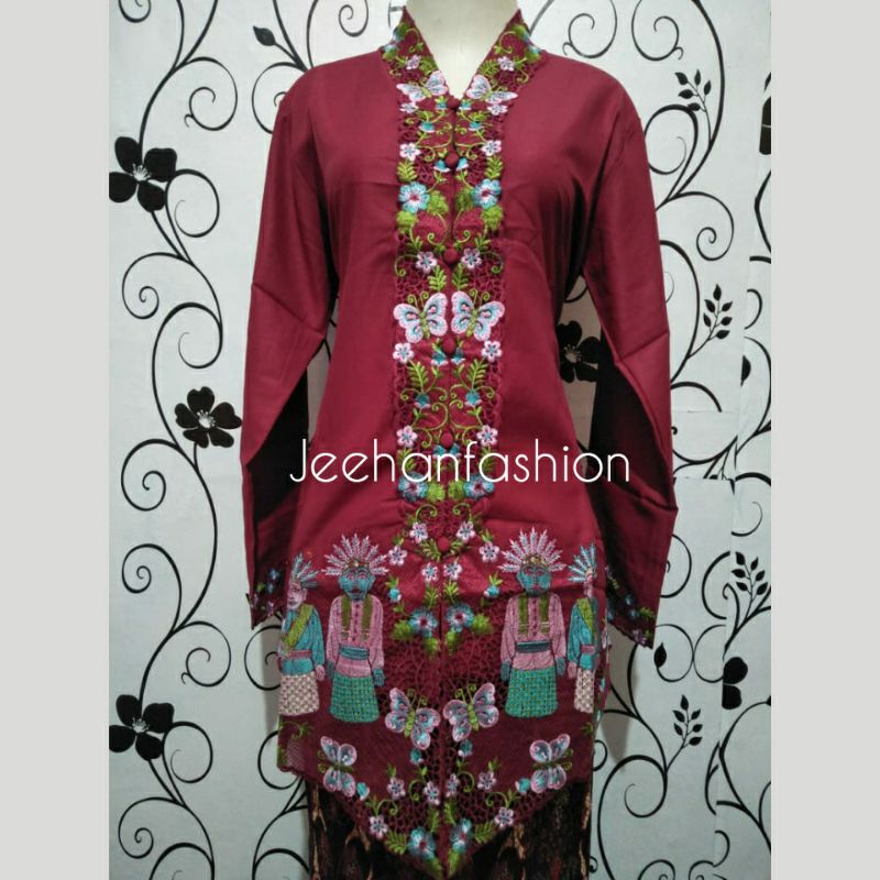 Baju Kebaya Kartini /Baju Kebaya Encim / Baju Kebaya Bordir Ondel Ondel / Baju Kebaya Betawi / Baju Kebaya Ondel Ondel