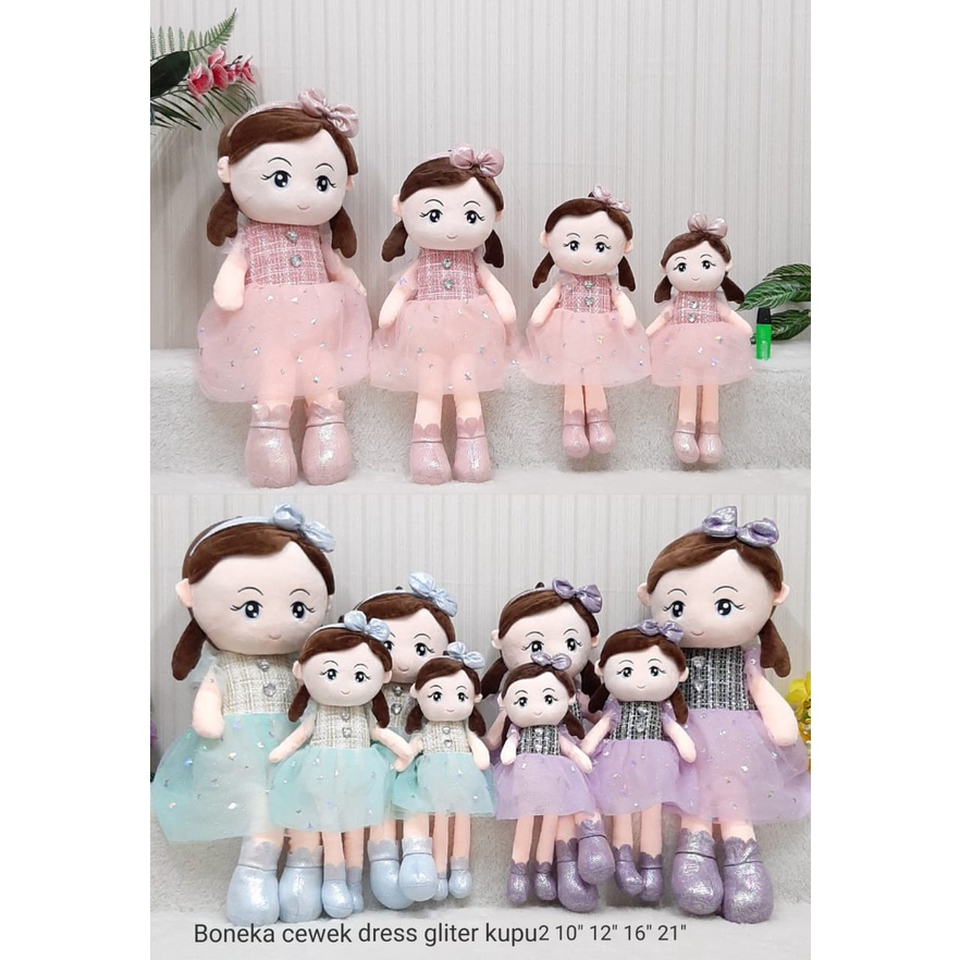 Boneka Cewek Dress Gliter Kupu2 Size 16&quot;/67cm/boneka pretty girl/boneka Baby Girl/boneka anak perempuan/