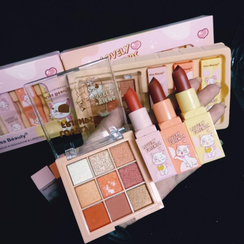 PROMO!!!PAKET EYESHADOW&amp;LIPSTIK LOVELY FRIENDS KISS BEAUTY 87194