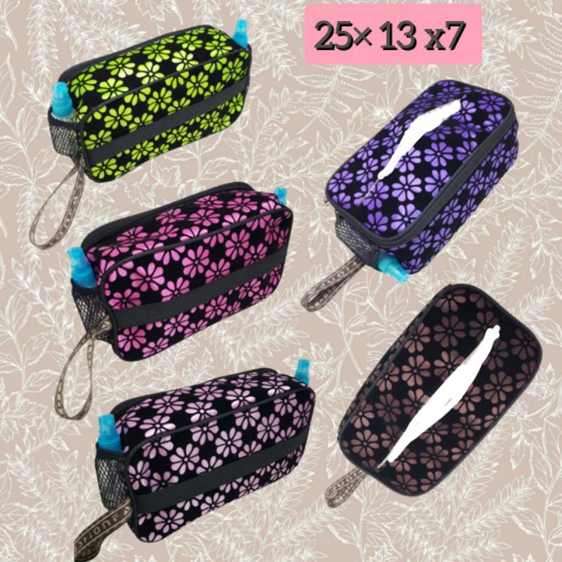 Pouch TISSUE MOBIL/TAS TISU MOTIF BUNGA CANTIK BAHAN KANVAS / TAS TISSU MOBIL . SY2530 S1