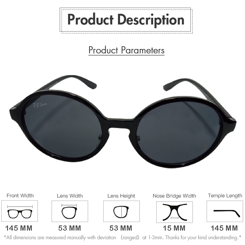 Kacamata Hitam BULAT Vintage dengan Frame Lensa Hitam Unisex/Kacamata Bulat Gaya Korea Pria dan Wanita Sunglasses UV Protection Kacamata Fashion Cewek Cowok