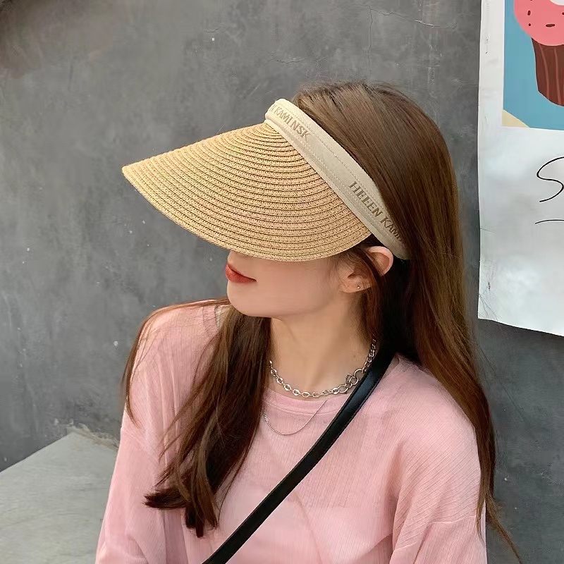 (Hello Girl) MZ21 Topi Matahari Musim Panas Wanita Bahan Jerami Gaya Kore Import