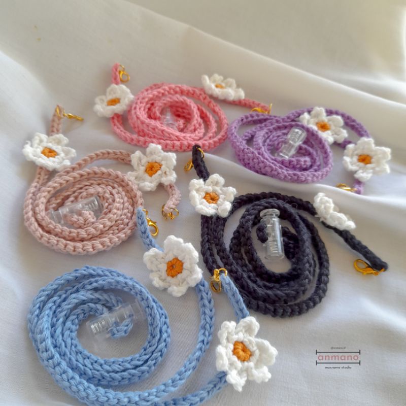♡anmano♡ Mask Strap daisy flower | konektor hijab/strap masker 2 in 1 rajut daisy flower