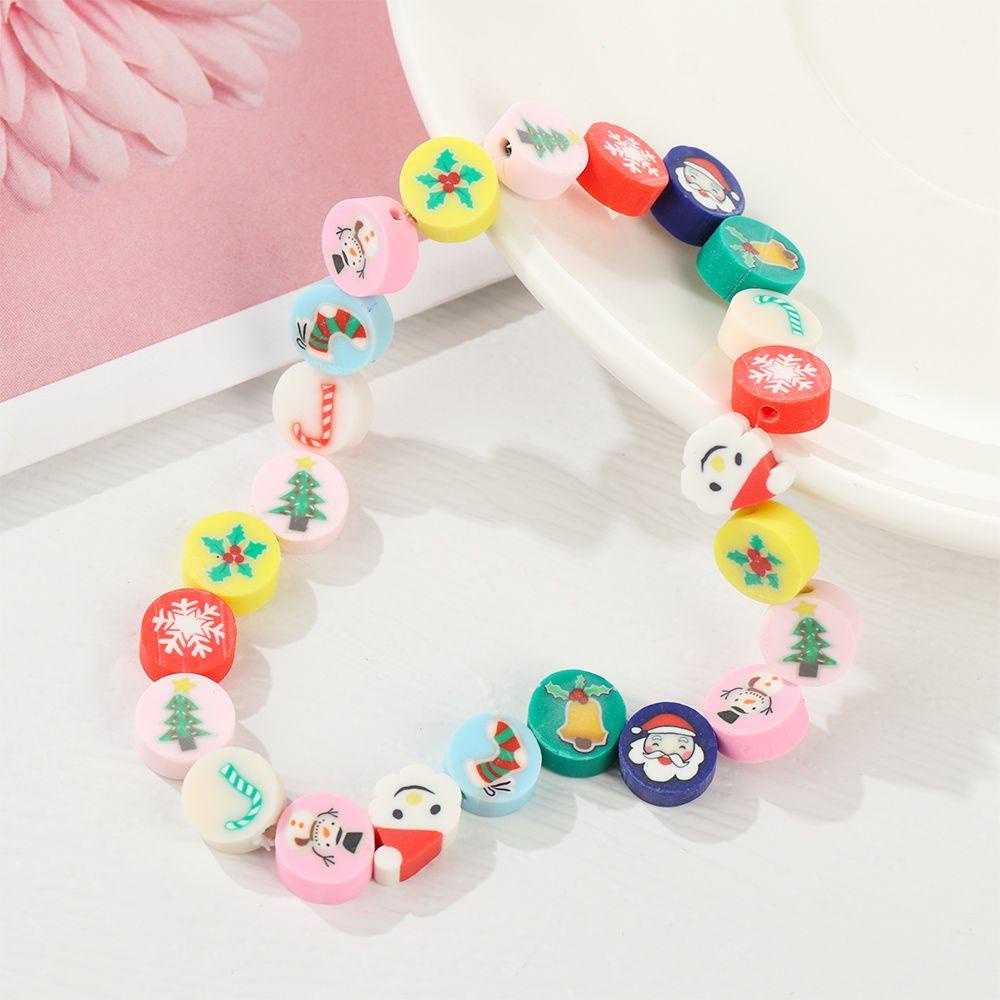 Solighter 50 Pcs 10 mm Blossom Polymer Clay Spacer Dekorasi Kalung Liontin Aksesoris Natal Snowman