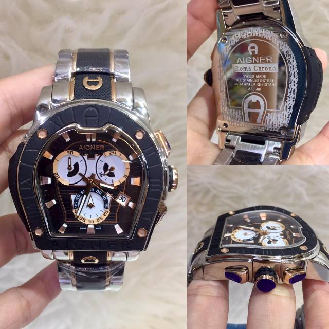 QJAM TANGAN AIGNER'S 005 A38500 ROMA CHRONOGRAPH SUPER  PREMIUM AAA