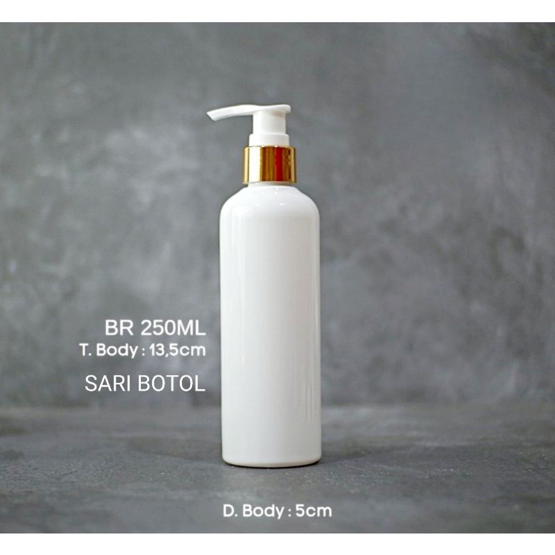 BOTOL LOTION PUMP GOLD 250ML PUTIH_BOTOL 250 ML PUTIH  PUMP LOTION GOLD