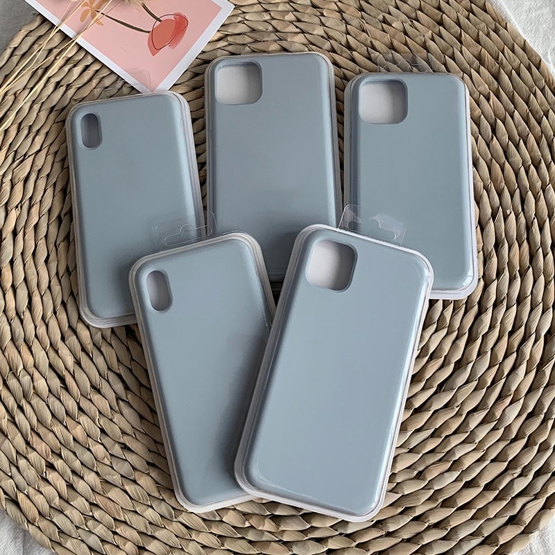 Soft Case Bahan Silikon Warna Biru Abu-Abu Untuk Iphone 13 12 11 Pro X Xs Max 6s 7 8 Plus