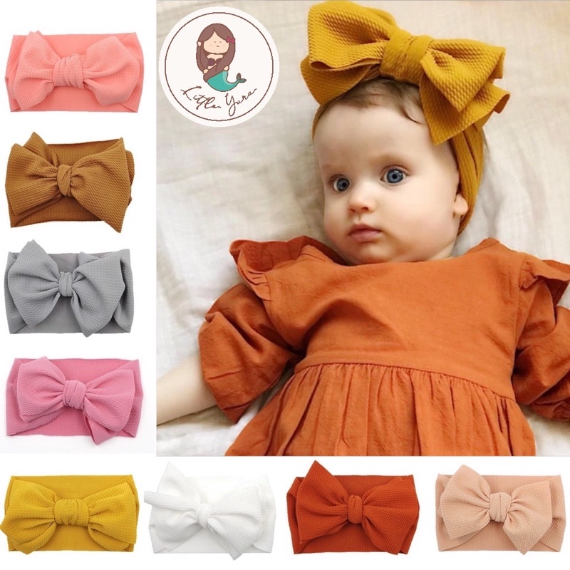 LITTLE YURA - Big Waffle Headband / Bandana Bayi Jumbo / Newborn Headband Nylon Baby / Pita Besar Bayi dan Anak / Aksesoris Bando Anak