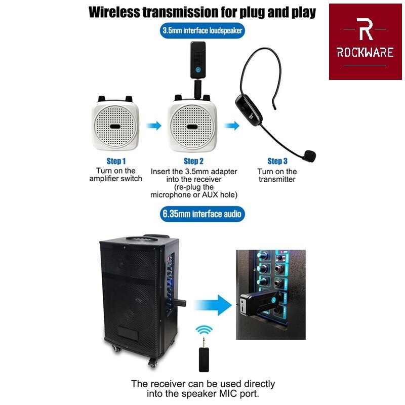 ROCKWARE RW-U12F - UHF One for Two Wireless Headset Microphone