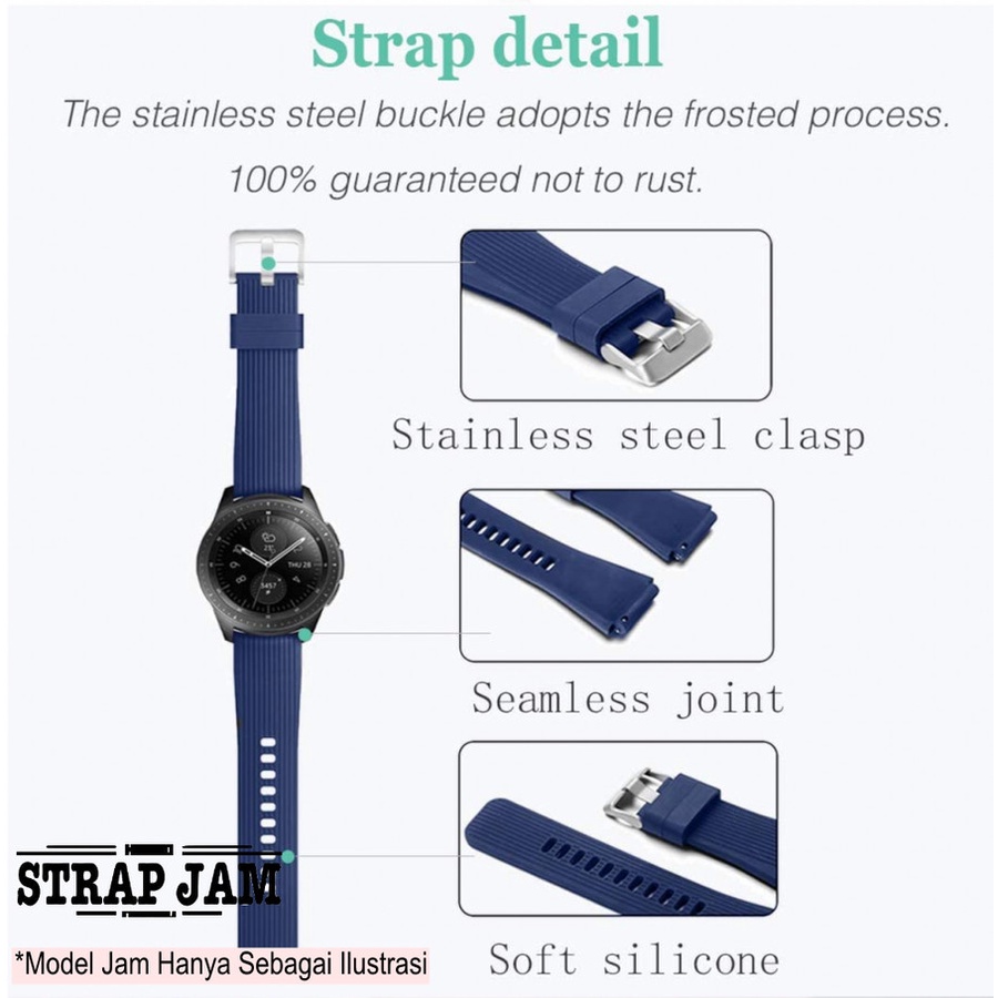 M46 Tali Jam Xiaomi Watch S1 / Active - Strap 22mm Rubber Silikon Sporty Silver Buckle