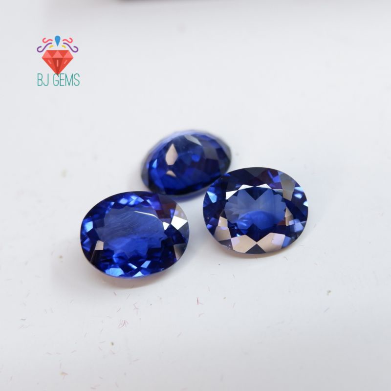 10 - 12 MM Permata Blue Safir Bangkok Blue Corundum Syntetic 9 Mohs