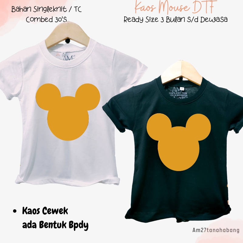 BAJU KAOS ANAK CEWEK COWOK 3-12 Tahun - Remaja - Dewasa MOUSE-DTF