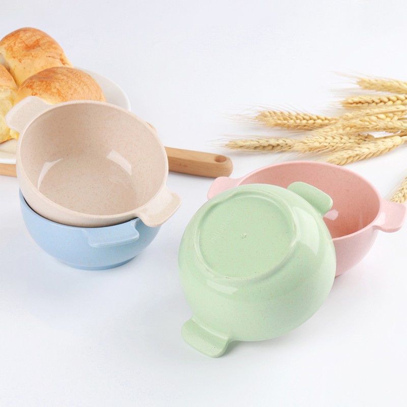 LCX 8 Set Mangkuk Anak Wheat Straw Mangkuk / Bowl + Spoon Tempat Makan Anak