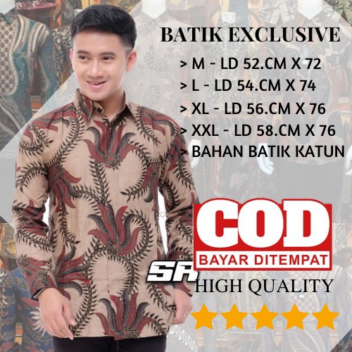 KEMEJA BATIK PRIA LENGAN PANJANG SIZE M L XL XXL BSWART PUTRAMAHKOTA Batik HRB026 kenango panjang padi