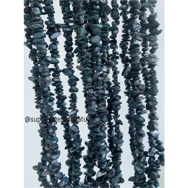 kerikil kerang DARK BLUE DONGKER 1cm bahan gelang kalung ekslusif 80cm