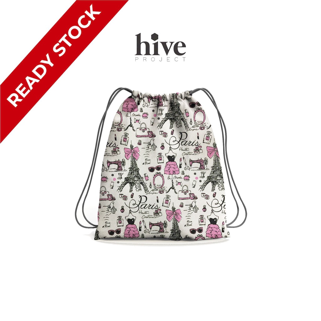 Tas Kanvas Premium Desain Haute Paris / Tas Serut / Drawstring