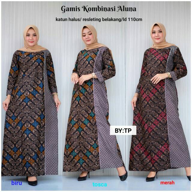 Gamis batik kombinasi