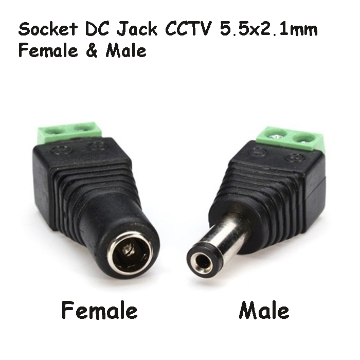 Socket DC Jack Male Female 5.5mm Konektor CCTV Baut Soket Power