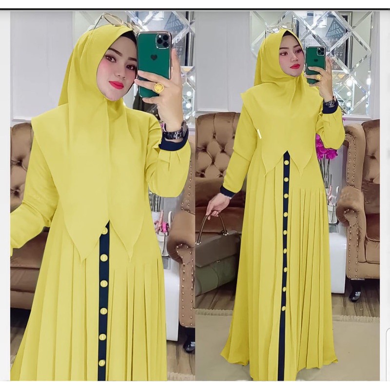 syari gamis dress muslim terbaru 2021 elisa jumbo busui lime free kerudung
