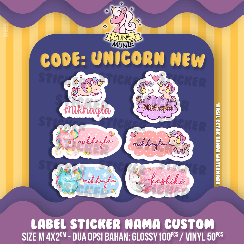 

Sticker Label Nama Custom - Unicorn Pony Tokidoki SERIES (100pcs+) Stiker Name