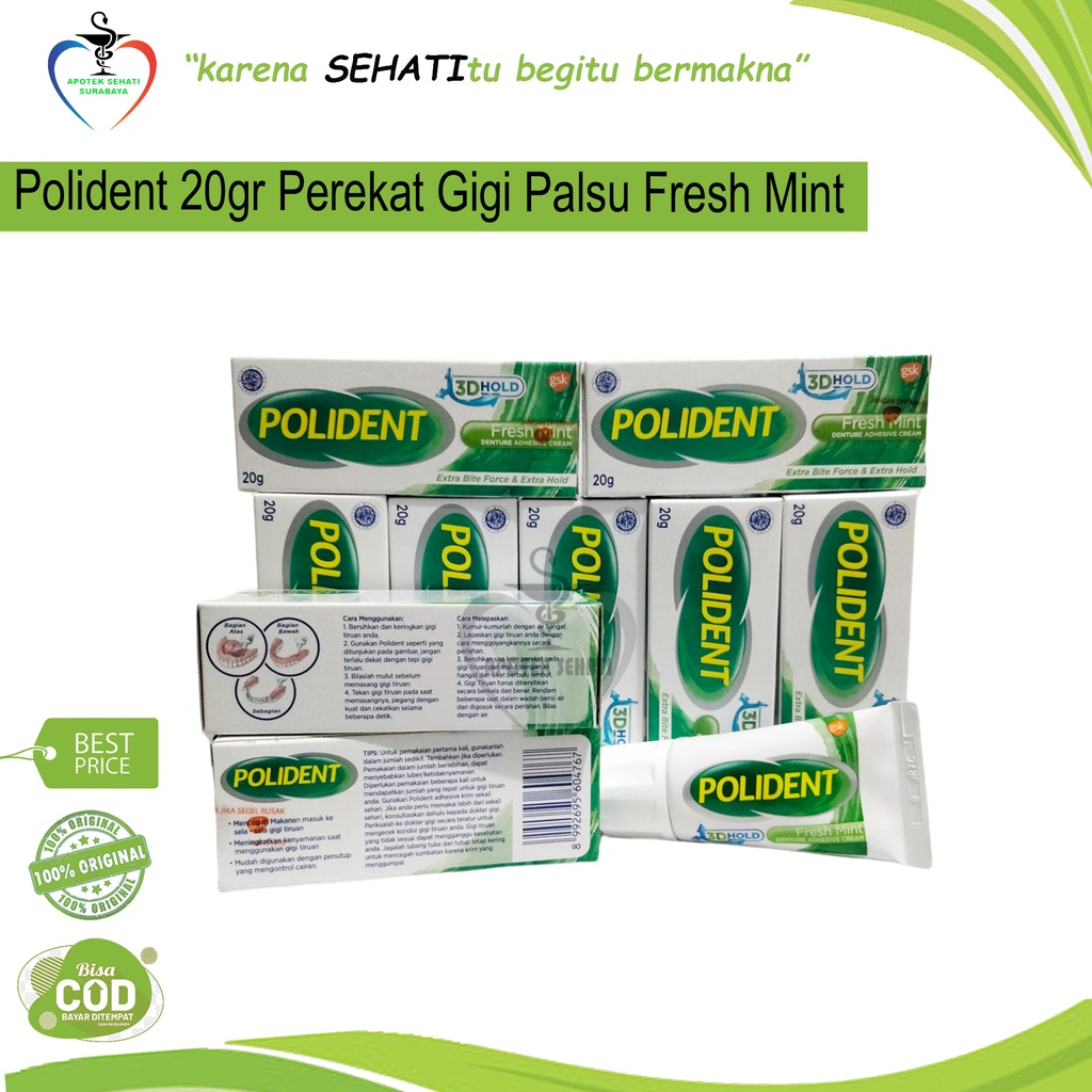 POLYDENT POLIDENT 20GR LEM GIGI PALSU PEREKAT GIGI TIRUAN