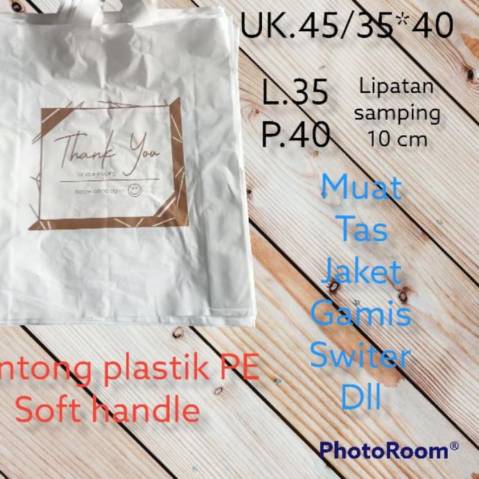

✺ Kantong plastik PE Soft handle UK 36/30x38 (isi 50 pcs)Motif thank you kantong belanja kantong toko pakain kantong gamis ➮
