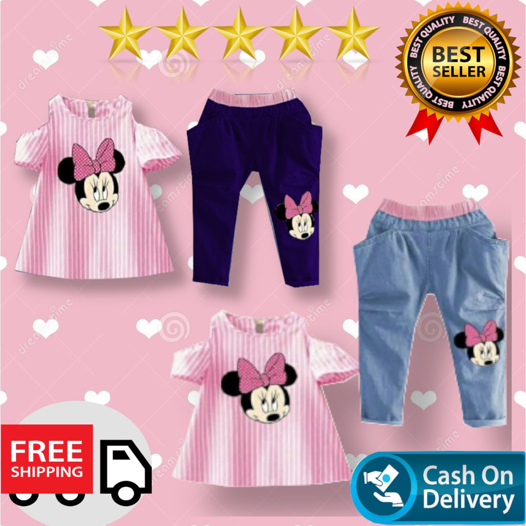 VISION ONLINE-SETELAN ANAK PEREMPUAN STRIPY MINNIE PINKY 1 2 3 4 THN MURAH KEKINIAN/ SABRINA CEWEK