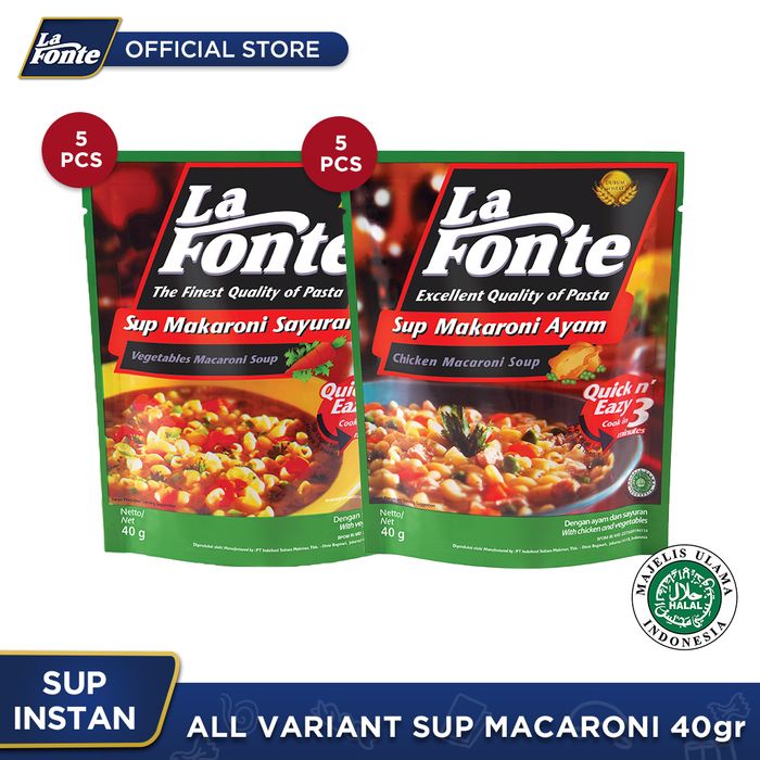 

PASTA-ANEKA- LA FONTE SUP MACARONI 40 GR - 10 PCS ALL VARIAN -ANEKA-PASTA.
