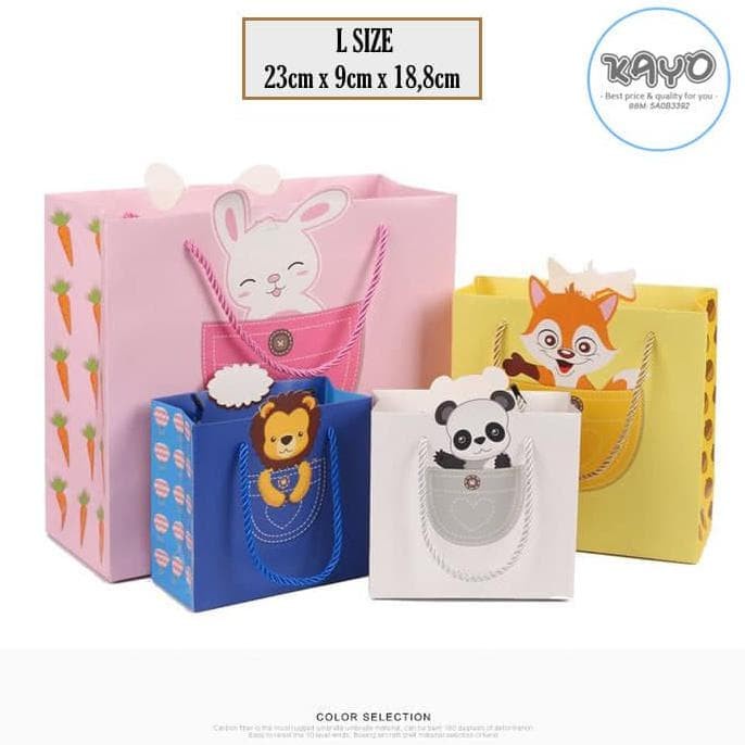

(TERLARIS) Ready Paperbag Binatang Lucu, Paperbag Kantong, Paperbag Bingkisan