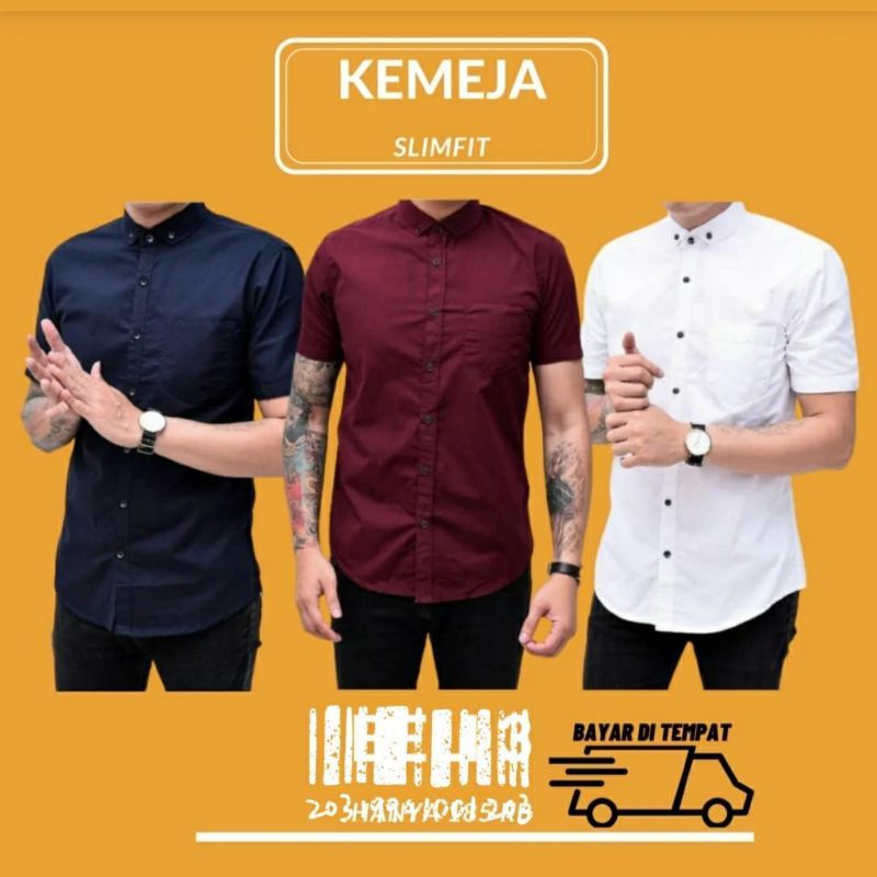 Hem pendek pria Hem polos Hem polos kemeja casual polos lengan pendek Hem polos lengan pendek Hem po