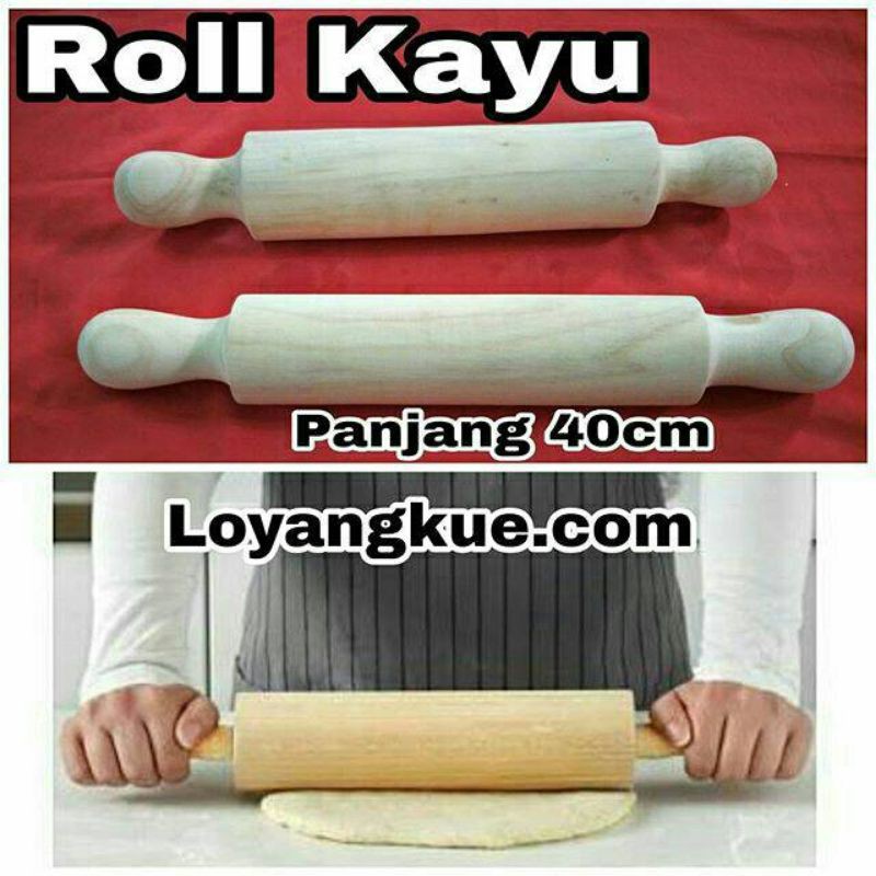 Rollpin kayu pemutar penggiling adonan kue