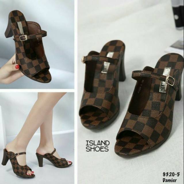 HEELS HAK PUMP LV LOUISE VUTTON HEEL SANDAL SELOP WANITA SENDAL KOTAK LUCU MODEL IMPORT BATAM