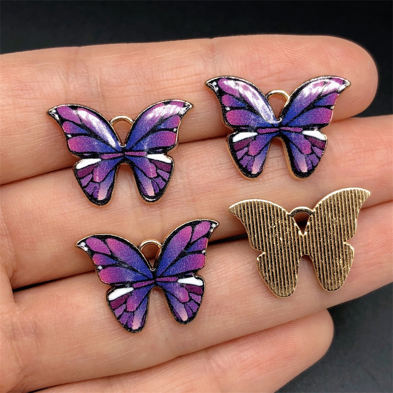 4pcs Liontin Bentuk Hewan Butterfly Bahan Alloy Untuk Membuat Perhiasan Anting