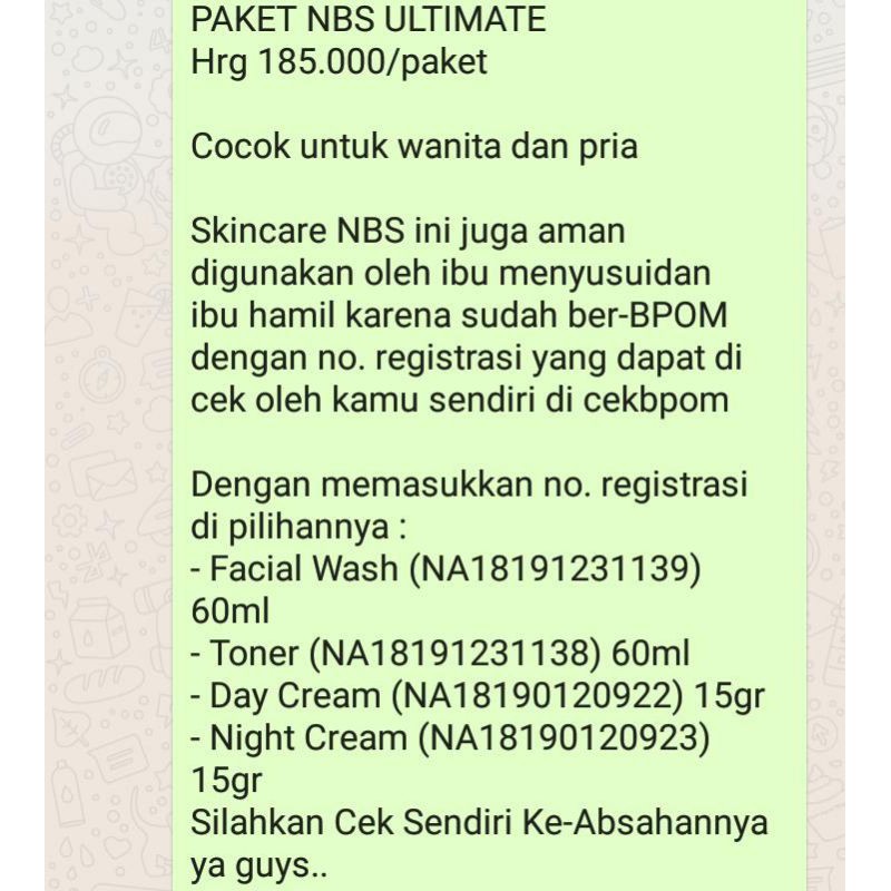 Paket skincare NBS Ultimate Original glowing whitening mencerahkan wajah BPOM