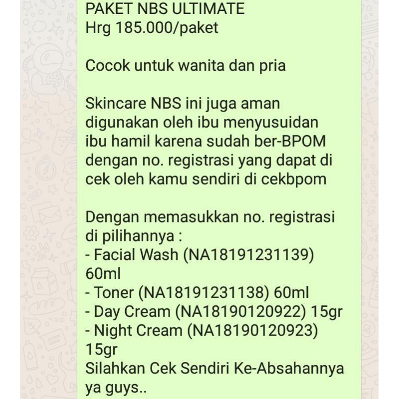 Paket skincare NBS Ultimate Original glowing whitening mencerahkan wajah BPOM