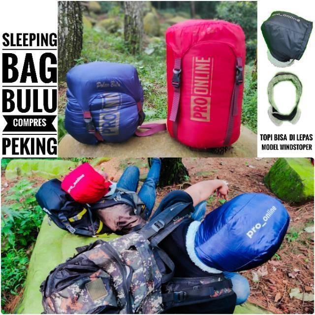 Sleeping Bag Premium Polar Bulu pro_online Extra Tebal - Small Paking + Windstoper - Kantor Tidur