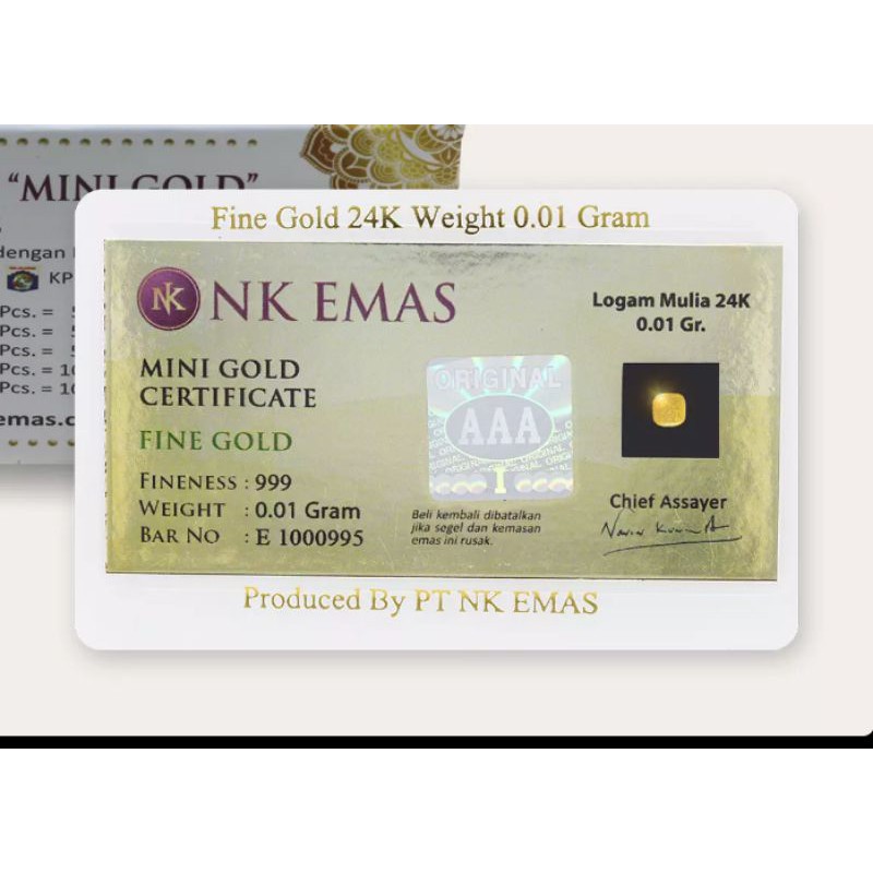 Emas murni nkmg 0,01 gram