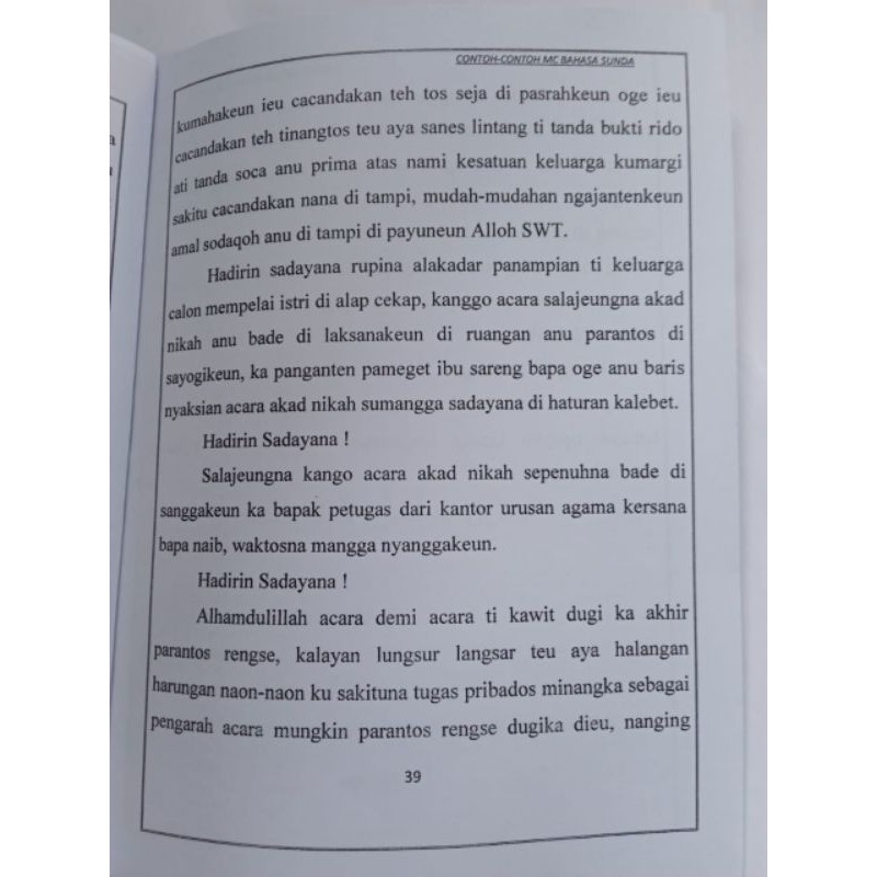 Buku Materi Contoh Contoh Mc Berbagai Acara Bahasa Sunda Shopee Indonesia