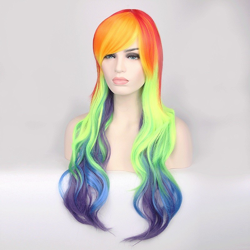 LOL-09 wig hair extension rambut palsu rainbow