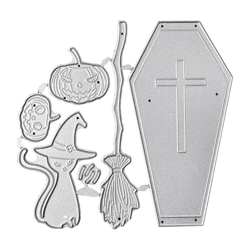 Cetakan Stensil Cutting Dies Motif Sapu Penyihir Halloween Bahan Metal Untuk Scrapbook / Craft DIY