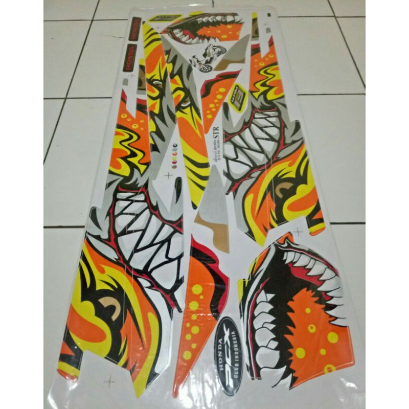 striping sticker variasi motor honda pcx  150 local shark kuning/biru/putih/gold