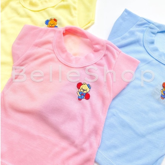 BELLE-12 PCS Kaos Oblong Anak Bordir Lengan Pendek SETALI  Bordir