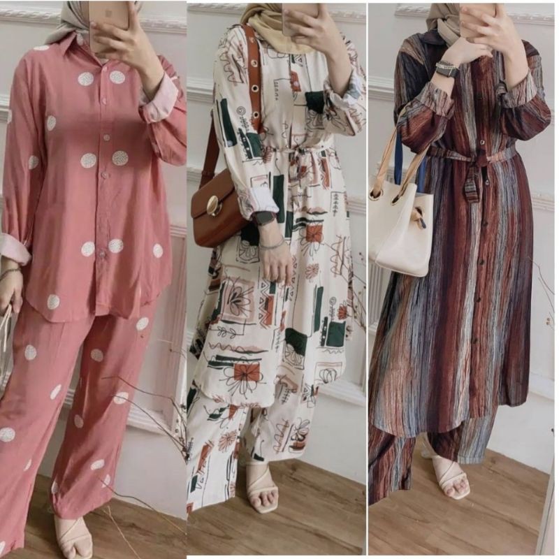 Temora Long Tunik / Daily Setelan Tunik Busui Setelan Rayon Viscose