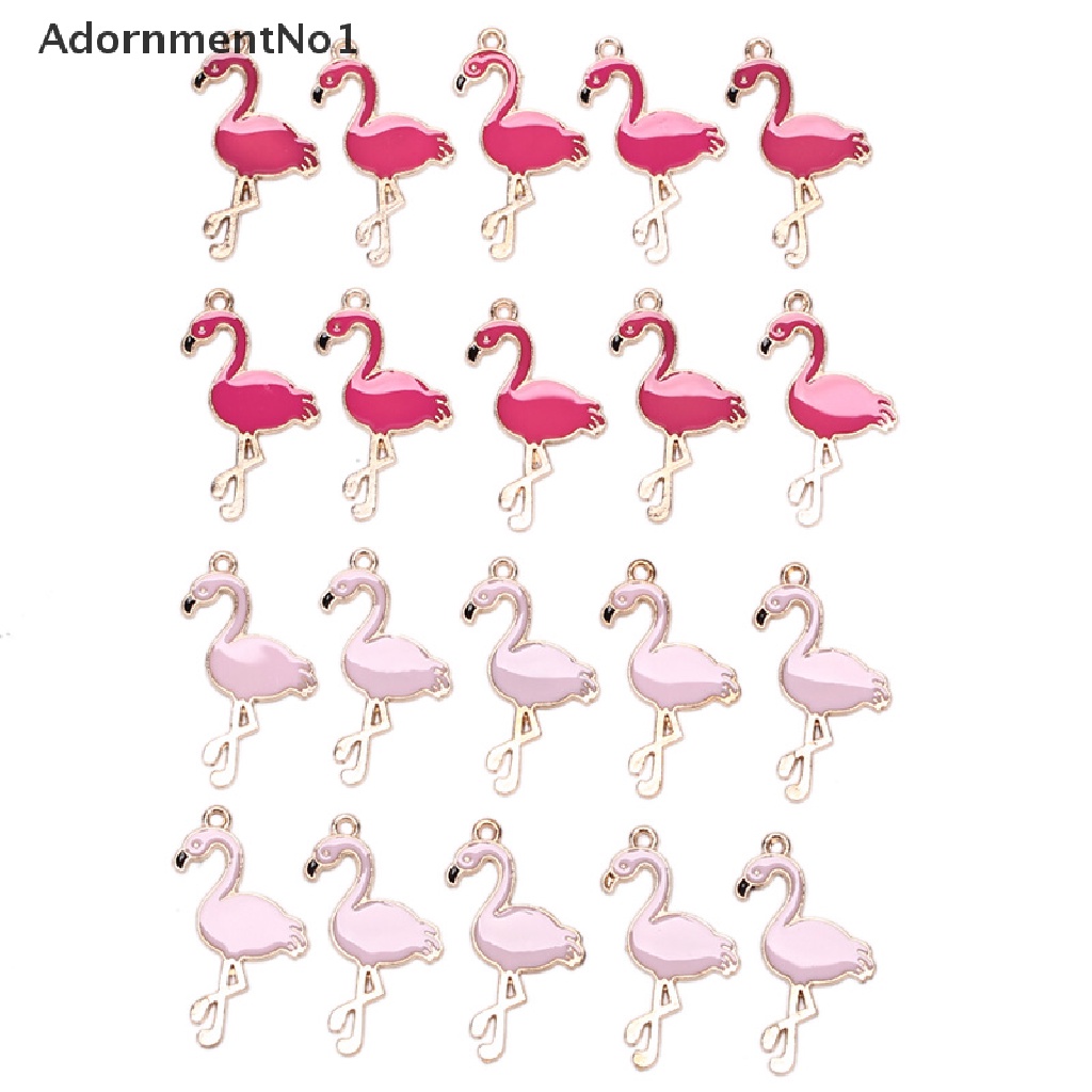 (AdornmentNo1) 10pcs / Lot Charms Pedants Bentuk Flamingo Bahan Alloy Enamel Untuk DIY Perhiasan