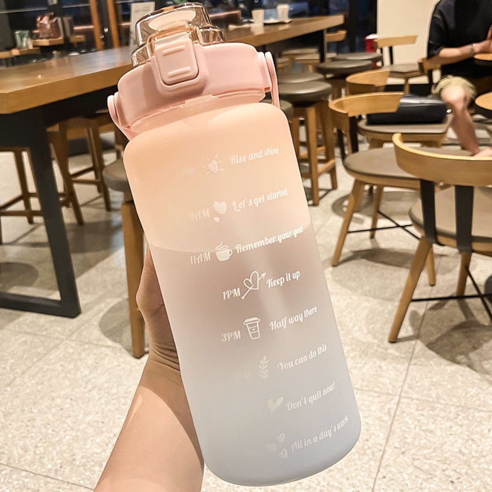 (In Stock) Botol Minum Kapasitas Besar 2000ml Dengan Sedotan Untuk Olahraga / Fitness / Outdoor / Travel