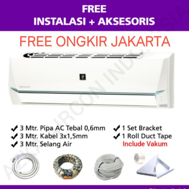 +PASANG AC Sharp 1/2 PK Plasmacluster AH-AP5BMY NEW R32