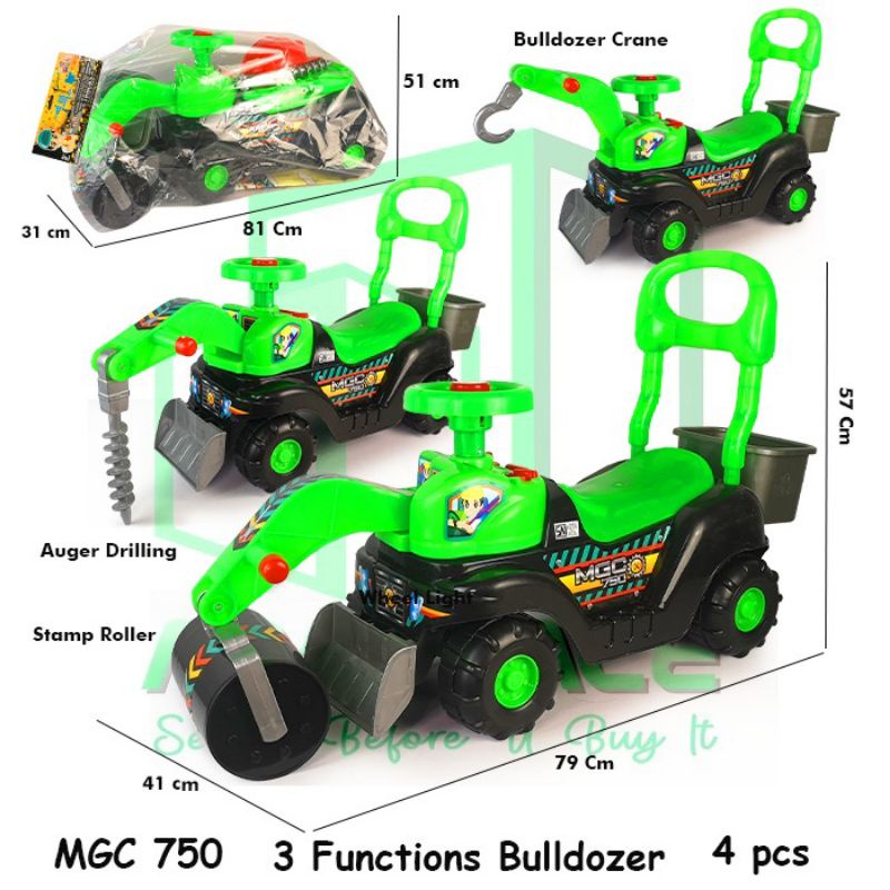 Mobil Mainan Duduk Bisa Dinaiki / Mobil Dorong Anak besar Jumbo Jenis Beko Excavator Alat Berat MGC 