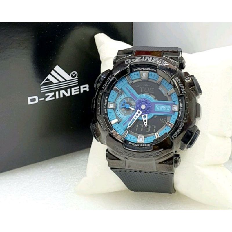 JAM TANGAN SPORT PRIA_D_ZINER_8295_ORI  AUTOLIGHT DUAL TIME WATER RESIST JAM TANGAN DZ8295