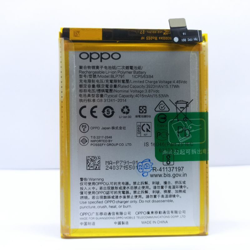 BATERAI BATRE BATTERY OPPO RENO 4 BLP791 ORIGINAL